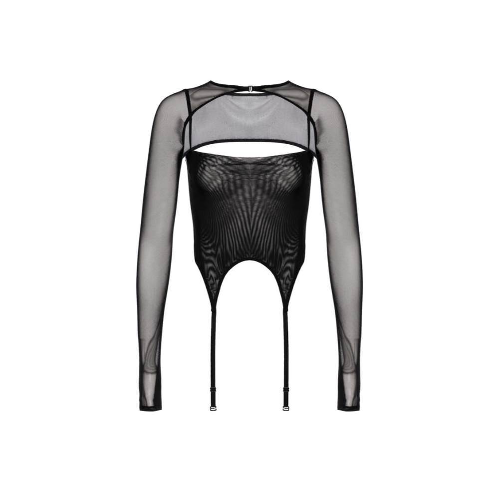 NWT Miaou Phoenix Top Black 2 piece sheer cutout top